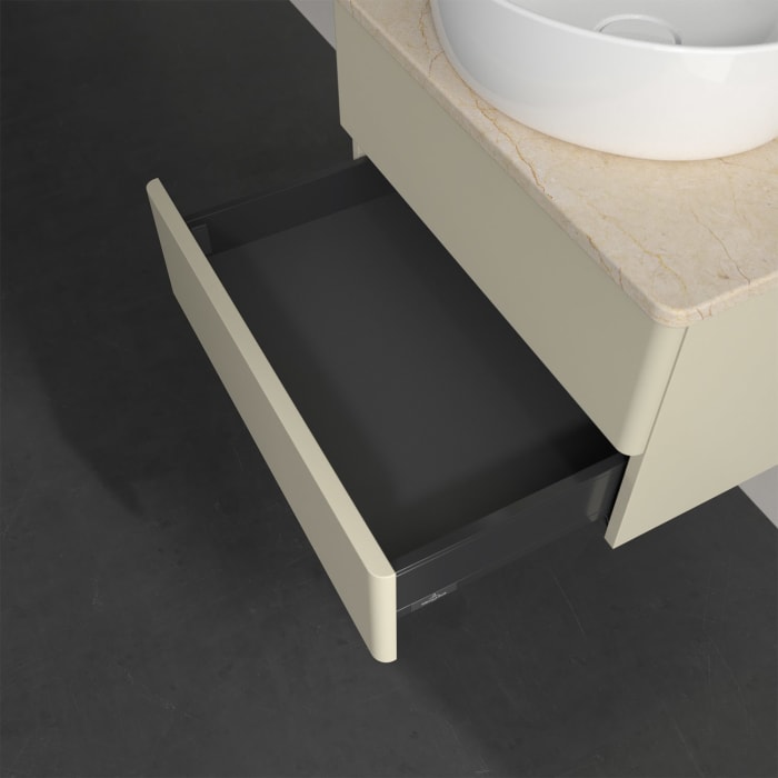 Villeroy & Boch Antao Waschbeckenunterschrank, 60 x 19 cm, 2 Auszüge, Fronten ohne Struktur, mit Hahnloch