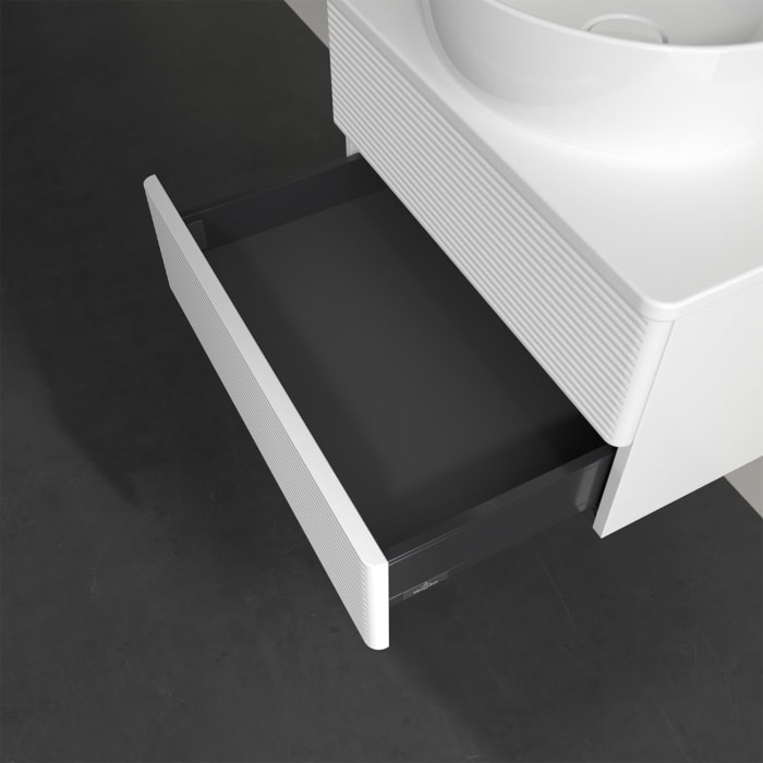 Villeroy & Boch Antao Waschbeckenunterschrank, 60 x 19 cm, 2 Auszüge, Fronten mit Struktur, ohne Hahnloch