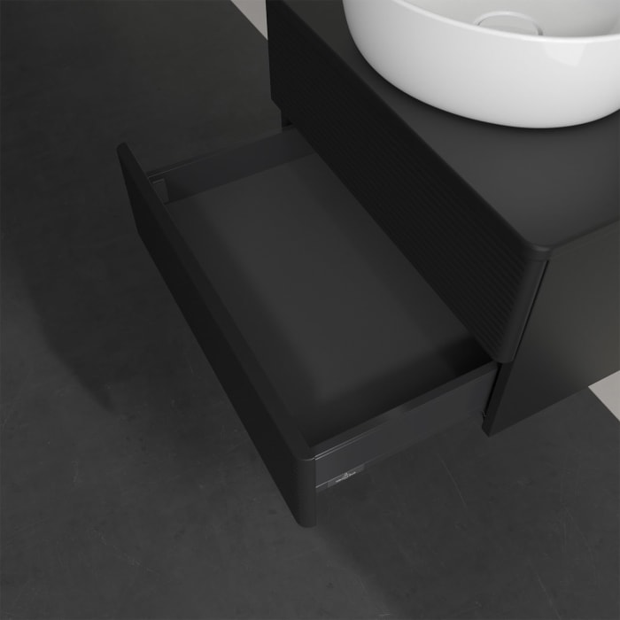 Villeroy & Boch Antao Waschbeckenunterschrank, 60 x 19 cm, 2 Auszüge, Fronten mit Struktur, ohne Hahnloch