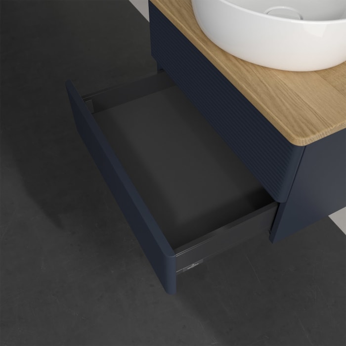 Villeroy & Boch Antao Waschbeckenunterschrank, 60 x 19 cm, 2 Auszüge, Fronten mit Struktur, ohne Hahnloch