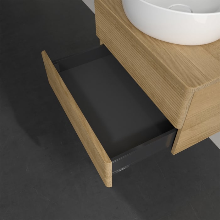 Villeroy & Boch Antao Waschbeckenunterschrank, 60 x 19 cm, 2 Auszüge, Fronten mit Struktur, ohne Hahnloch