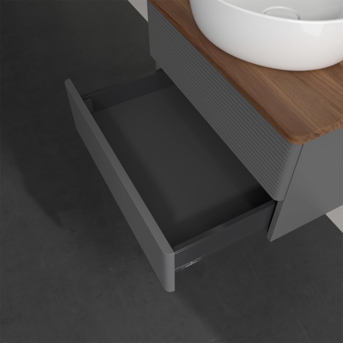 Villeroy & Boch Antao Waschbeckenunterschrank, 60 x 19 cm, 2 Auszüge, Fronten mit Struktur, ohne Hahnloch