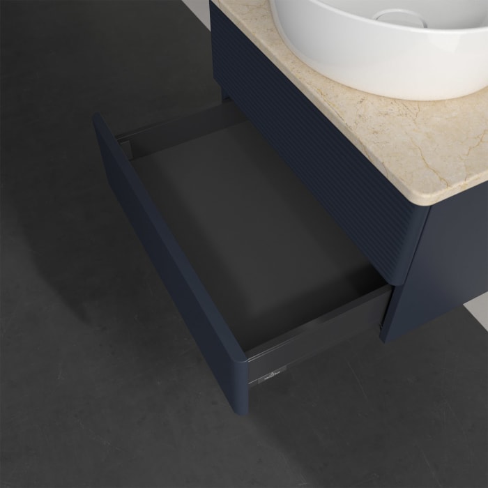 Villeroy & Boch Antao Waschbeckenunterschrank, 60 x 19 cm, 2 Auszüge, Fronten mit Struktur, ohne Hahnloch