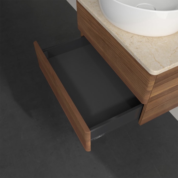 Villeroy & Boch Antao Waschbeckenunterschrank, 60 x 19 cm, 2 Auszüge, Fronten mit Struktur, ohne Hahnloch