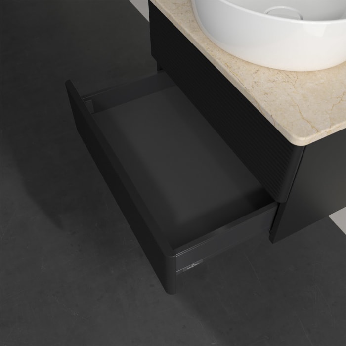 Villeroy & Boch Antao Waschbeckenunterschrank, 60 x 19 cm, 2 Auszüge, Fronten mit Struktur, ohne Hahnloch