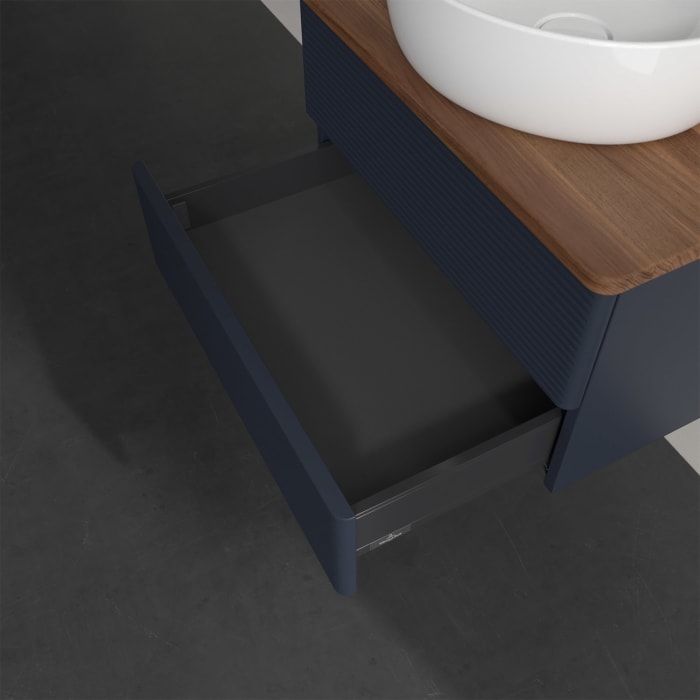 Villeroy & Boch Antao Waschbeckenunterschrank, 60 x 19 cm, 2 Auszüge, Fronten mit Struktur, mit Hahnloch