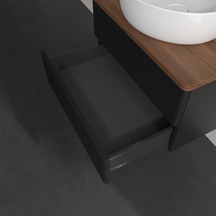 Villeroy & Boch Antao Waschbeckenunterschrank, 60 x 19 cm, 2 Auszüge, Fronten mit Struktur, mit Hahnloch