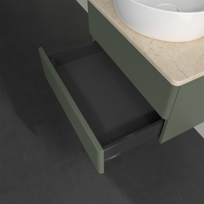 Villeroy & Boch Antao Waschbeckenunterschrank, 60 x 19 cm, 2 Auszüge, Fronten mit Struktur, mit Hahnloch