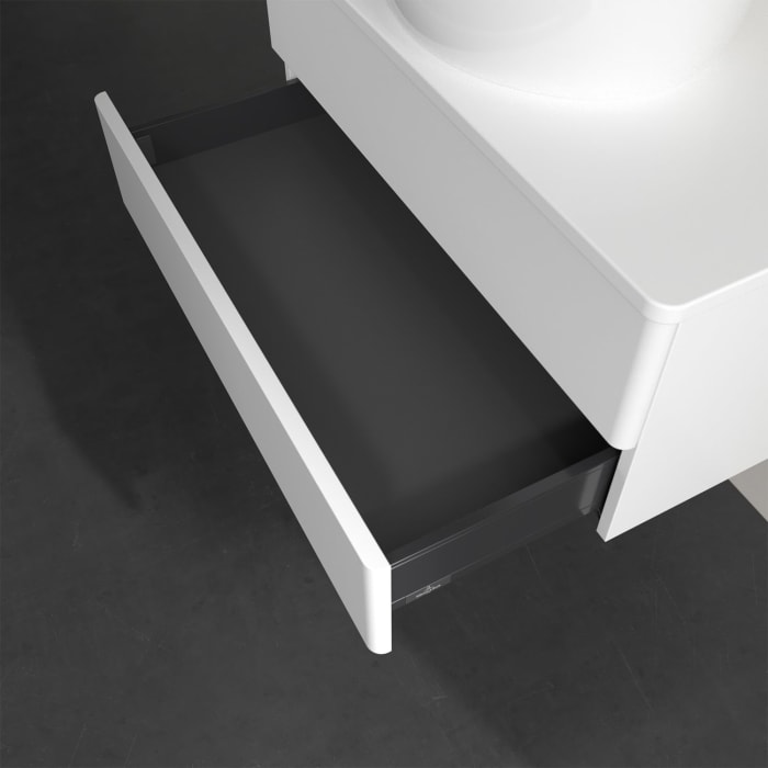 Villeroy & Boch Antao Waschbeckenunterschrank, 80 x 19 cm, 2 Auszüge, Fronten ohne Struktur, ohne Hahnloch