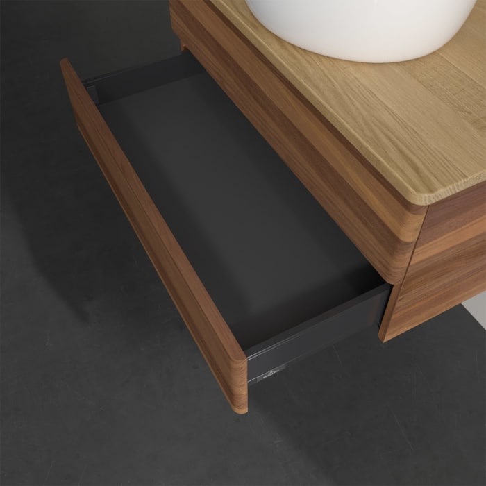 Villeroy & Boch Antao Waschbeckenunterschrank, 80 x 19 cm, 2 Auszüge, Fronten ohne Struktur, ohne Hahnloch