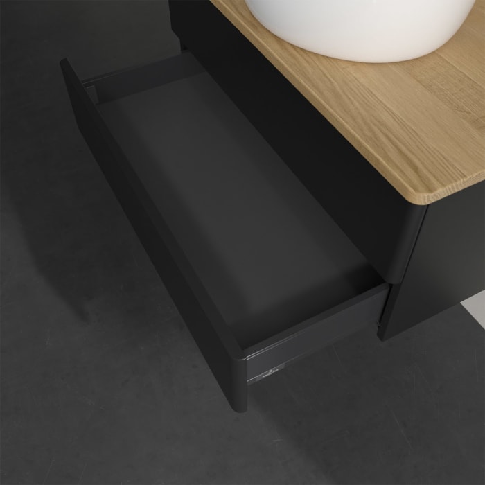 Villeroy & Boch Antao Waschbeckenunterschrank, 80 x 19 cm, 2 Auszüge, Fronten ohne Struktur, ohne Hahnloch