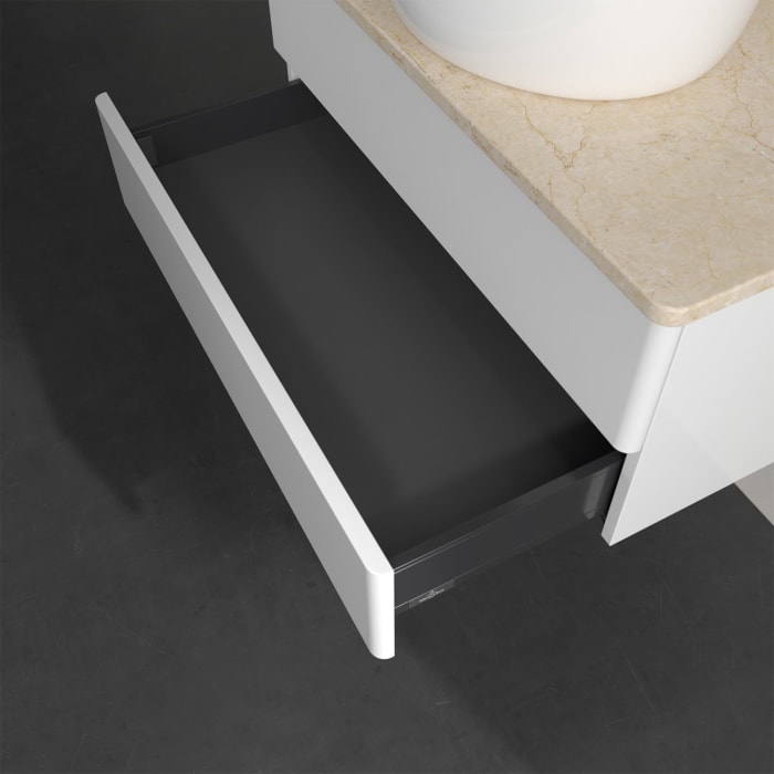 Villeroy & Boch Antao Waschbeckenunterschrank, 80 x 19 cm, 2 Auszüge, Fronten ohne Struktur, ohne Hahnloch