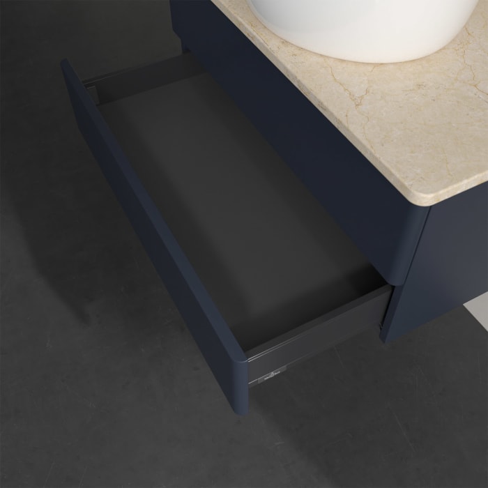 Villeroy & Boch Antao Waschbeckenunterschrank, 80 x 19 cm, 2 Auszüge, Fronten ohne Struktur, ohne Hahnloch