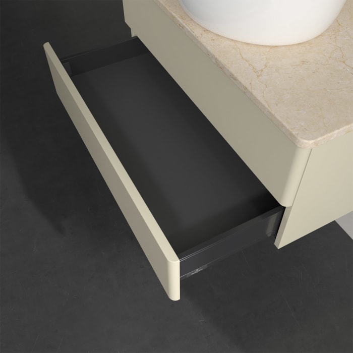 Villeroy & Boch Antao Waschbeckenunterschrank, 80 x 19 cm, 2 Auszüge, Fronten ohne Struktur, ohne Hahnloch