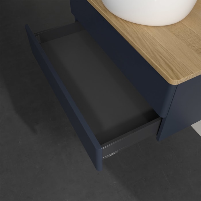 Villeroy & Boch Antao Waschbeckenunterschrank, 80 x 19 cm, 2 Auszüge, Fronten ohne Struktur, mit Hahnloch