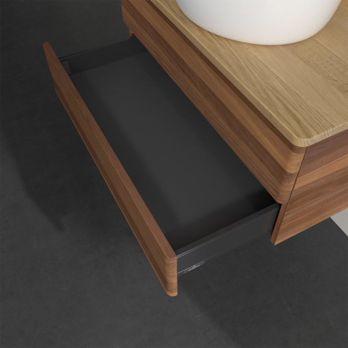 Villeroy & Boch Antao Waschbeckenunterschrank, 80 x 19 cm, 2 Auszüge, Fronten ohne Struktur, mit Hahnloch