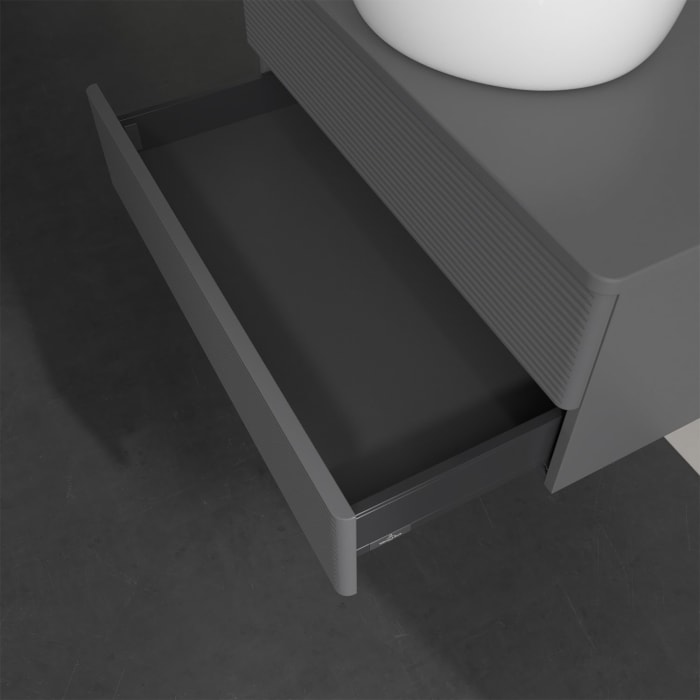 Villeroy & Boch Antao Waschbeckenunterschrank, 80 x 19 cm, 2 Auszüge, Fronten mit Struktur, ohne Hahnloch