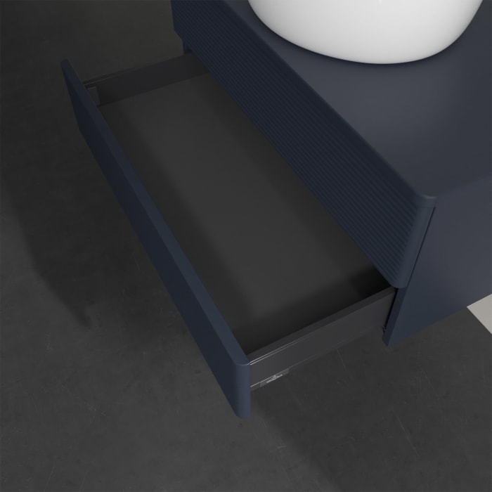 Villeroy & Boch Antao Waschbeckenunterschrank, 80 x 19 cm, 2 Auszüge, Fronten mit Struktur, ohne Hahnloch