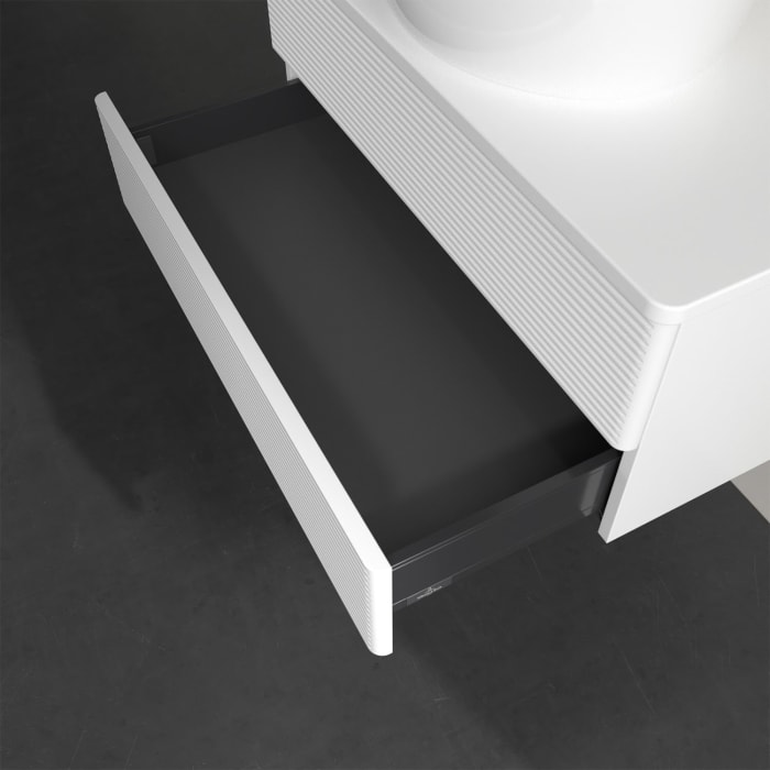 Villeroy & Boch Antao Waschbeckenunterschrank, 80 x 19 cm, 2 Auszüge, Fronten mit Struktur, ohne Hahnloch