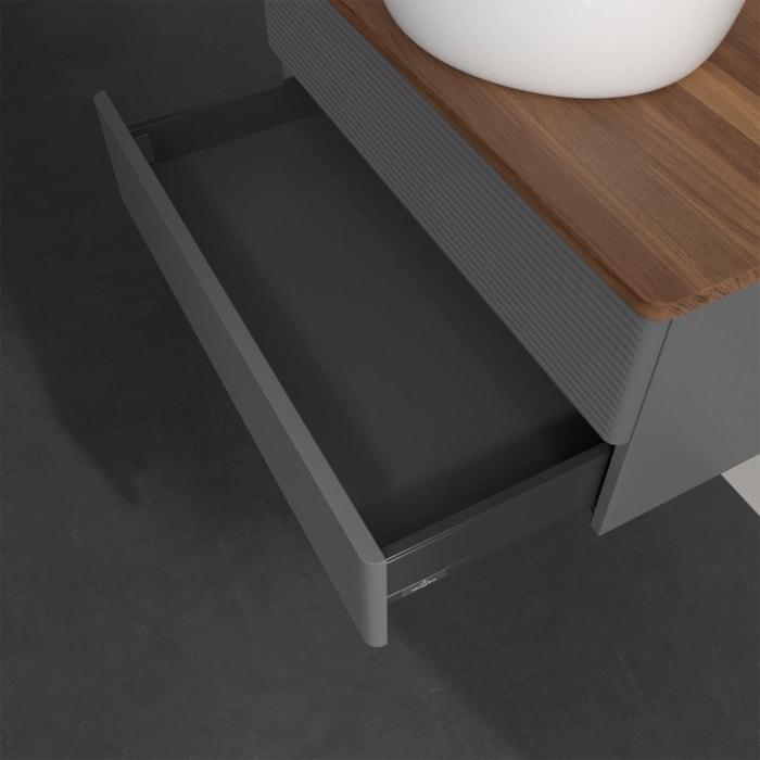 Villeroy & Boch Antao Waschbeckenunterschrank, 80 x 19 cm, 2 Auszüge, Fronten mit Struktur, ohne Hahnloch