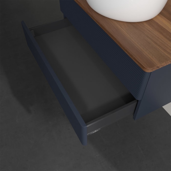 Villeroy & Boch Antao Waschbeckenunterschrank, 80 x 19 cm, 2 Auszüge, Fronten mit Struktur, ohne Hahnloch