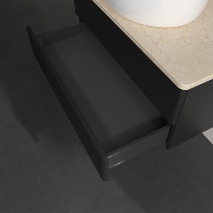 Villeroy & Boch Antao Waschbeckenunterschrank, 80 x 19 cm, 2 Auszüge, Fronten mit Struktur, ohne Hahnloch