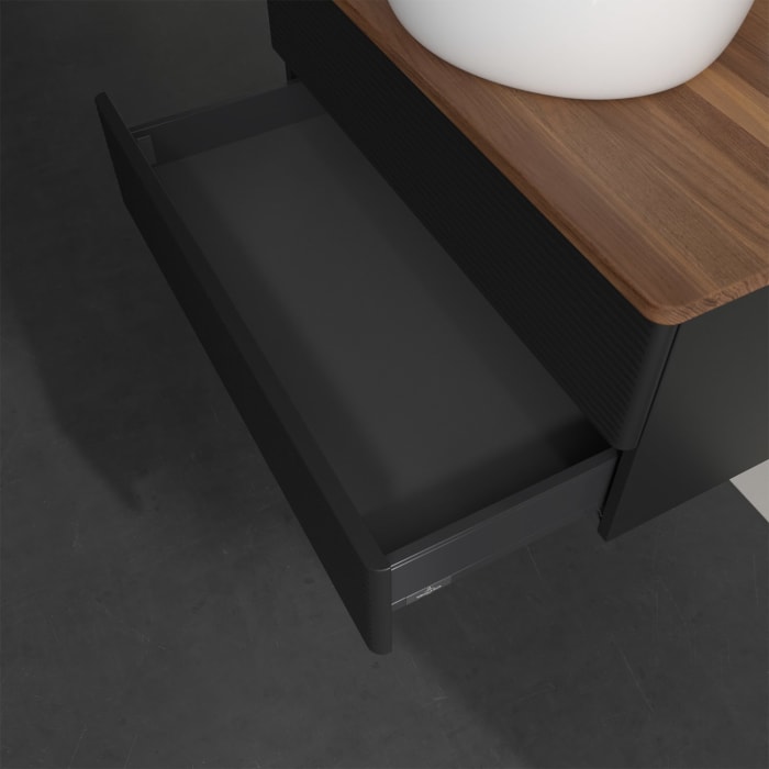 Villeroy & Boch Antao Waschbeckenunterschrank, 80 x 19 cm, 2 Auszüge, Fronten mit Struktur, mit Hahnloch