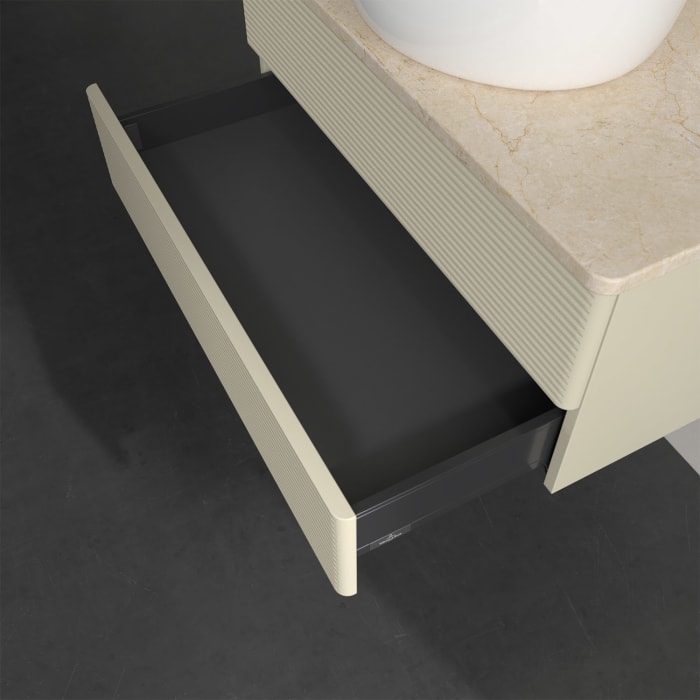 Villeroy & Boch Antao Waschbeckenunterschrank, 80 x 19 cm, 2 Auszüge, Fronten mit Struktur, mit Hahnloch