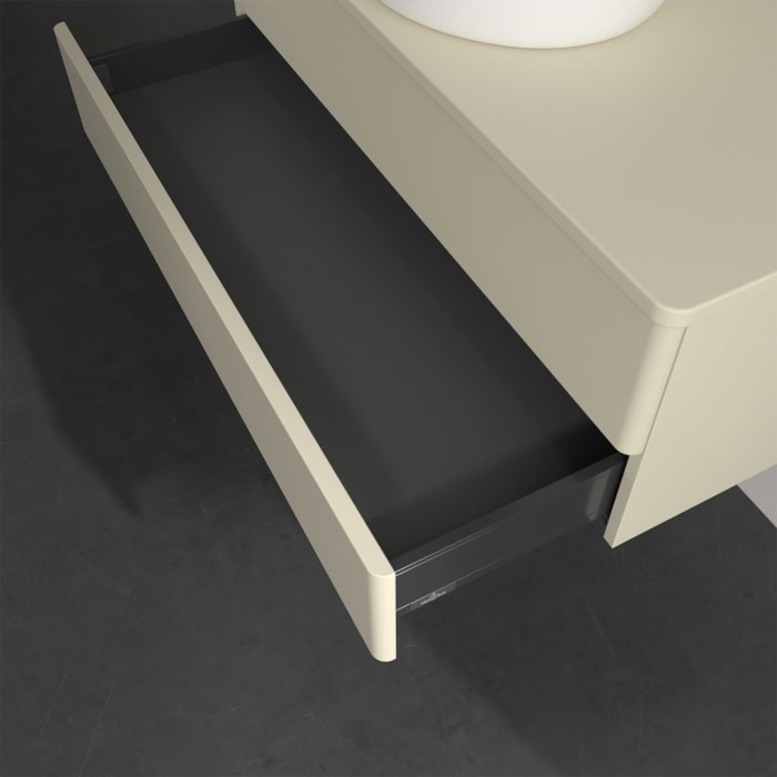 Villeroy & Boch Antao Waschbeckenunterschrank, 100 x 19 cm, 2 Auszüge, Fronten ohne Struktur, ohne Hahnloch