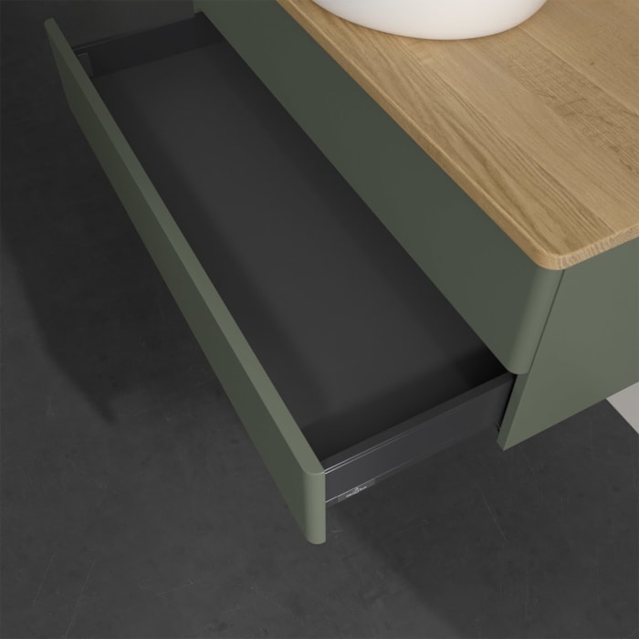 Villeroy & Boch Antao Waschbeckenunterschrank, 100 x 19 cm, 2 Auszüge, Fronten ohne Struktur, ohne Hahnloch