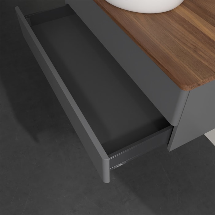 Villeroy & Boch Antao Waschbeckenunterschrank, 100 x 19 cm, 2 Auszüge, Fronten ohne Struktur, ohne Hahnloch