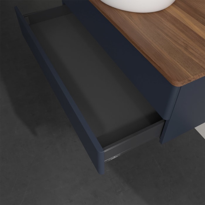 Villeroy & Boch Antao Waschbeckenunterschrank, 100 x 19 cm, 2 Auszüge, Fronten ohne Struktur, ohne Hahnloch