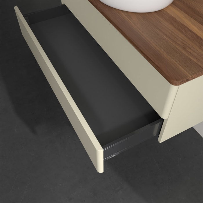 Villeroy & Boch Antao Waschbeckenunterschrank, 100 x 19 cm, 2 Auszüge, Fronten ohne Struktur, ohne Hahnloch