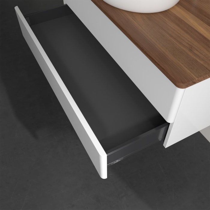 Villeroy & Boch Antao Waschbeckenunterschrank, 100 x 19 cm, 2 Auszüge, Fronten ohne Struktur, mit Hahnloch