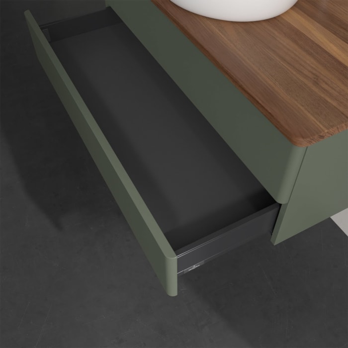 Villeroy & Boch Antao Waschbeckenunterschrank, 100 x 19 cm, 2 Auszüge, Fronten ohne Struktur, mit Hahnloch