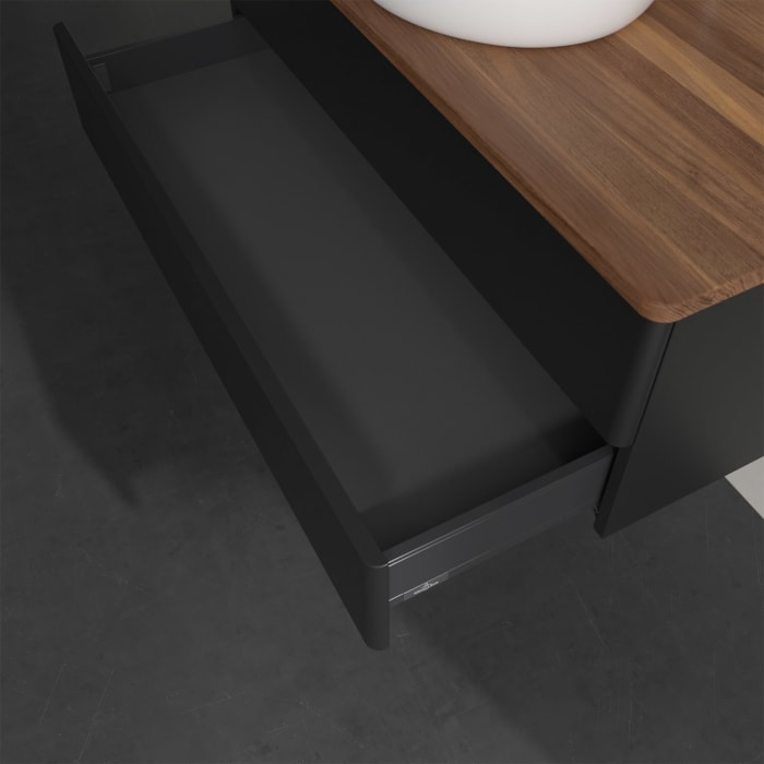 Villeroy & Boch Antao Waschbeckenunterschrank, 100 x 19 cm, 2 Auszüge, Fronten ohne Struktur, mit Hahnloch