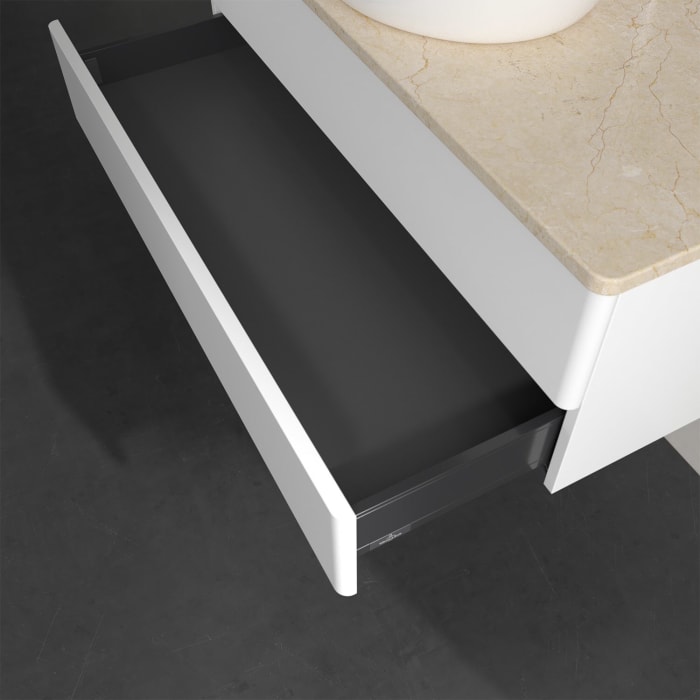 Villeroy & Boch Antao Waschbeckenunterschrank, 100 x 19 cm, 2 Auszüge, Fronten ohne Struktur, mit Hahnloch