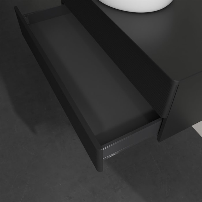 Villeroy & Boch Antao Waschbeckenunterschrank, 100 x 19 cm, 2 Auszüge, Fronten mit Struktur, ohne Hahnloch