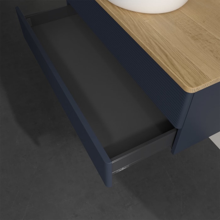 Villeroy & Boch Antao Waschbeckenunterschrank, 100 x 19 cm, 2 Auszüge, Fronten mit Struktur, ohne Hahnloch