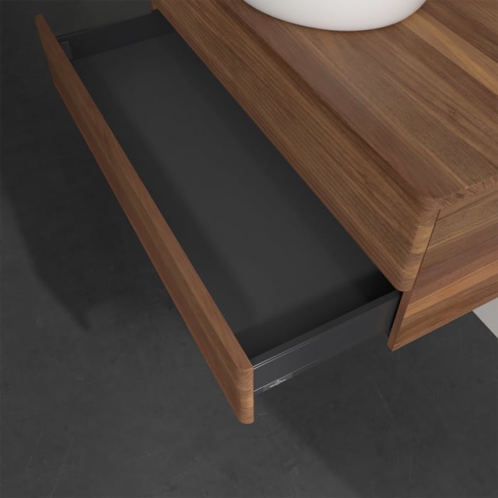 Villeroy & Boch Antao Waschbeckenunterschrank, 100 x 19 cm, 2 Auszüge, Fronten mit Struktur, ohne Hahnloch