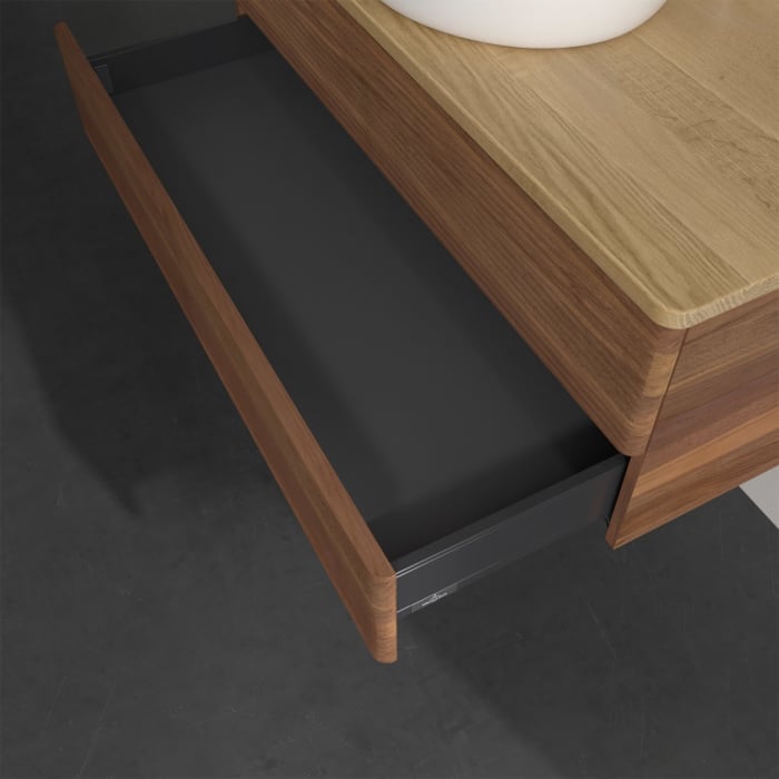 Villeroy & Boch Antao Waschbeckenunterschrank, 100 x 19 cm, 2 Auszüge, Fronten mit Struktur, mit Hahnloch