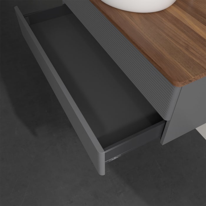 Villeroy & Boch Antao Waschbeckenunterschrank, 100 x 19 cm, 2 Auszüge, Fronten mit Struktur, mit Hahnloch