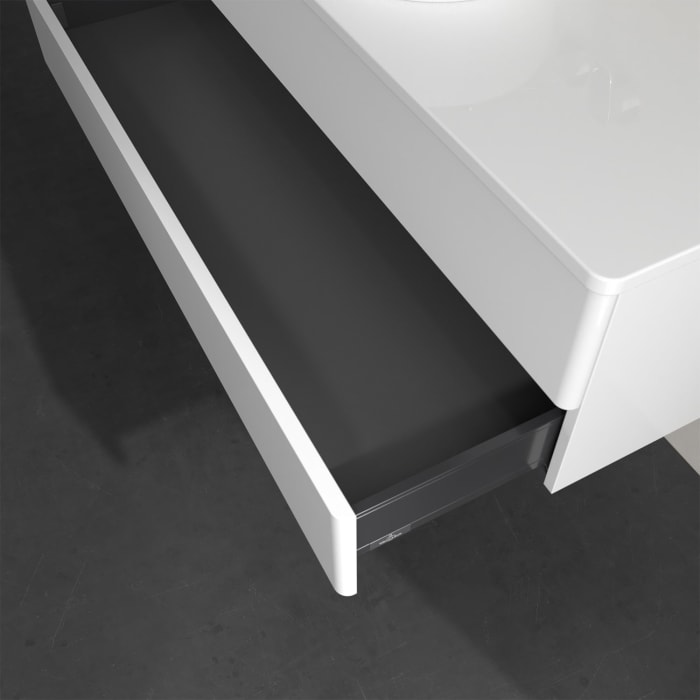 Villeroy & Boch Antao Waschbeckenunterschrank, 120 x 19 cm, 2 Auszüge, Fronten ohne Struktur, ohne Hahnloch, für Waschtisch mittig