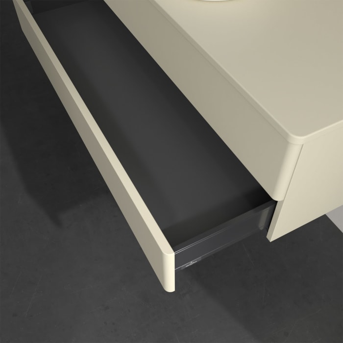 Villeroy & Boch Antao Waschbeckenunterschrank, 120 x 19 cm, 2 Auszüge, Fronten ohne Struktur, ohne Hahnloch, für Waschtisch mittig