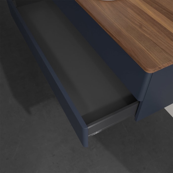 Villeroy & Boch Antao Waschbeckenunterschrank, 120 x 19 cm, 2 Auszüge, Fronten ohne Struktur, ohne Hahnloch, für Waschtisch mittig