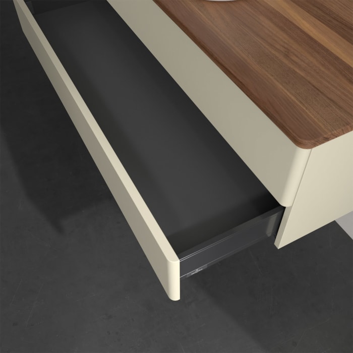 Villeroy & Boch Antao Waschbeckenunterschrank, 120 x 19 cm, 2 Auszüge, Fronten ohne Struktur, ohne Hahnloch, für Waschtisch mittig