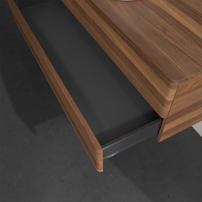 Villeroy & Boch Antao Waschbeckenunterschrank, 120 x 19 cm, 2 Auszüge, Fronten ohne Struktur, ohne Hahnloch, für Waschtisch mittig