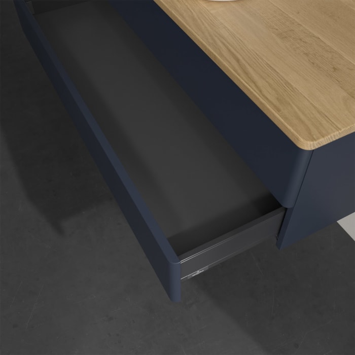 Villeroy & Boch Antao Waschbeckenunterschrank, 120 x 19 cm, 2 Auszüge, Fronten ohne Struktur, mit Hahnloch, für Waschtisch mittig