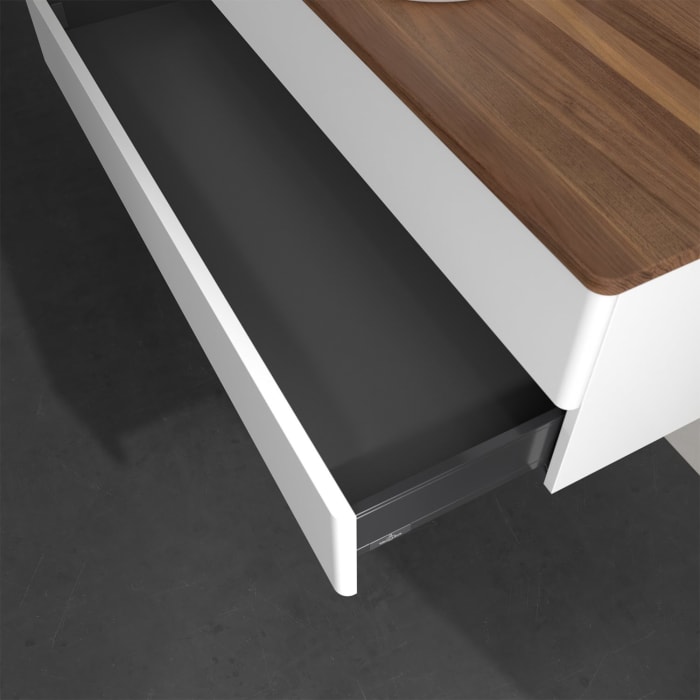 Villeroy & Boch Antao Waschbeckenunterschrank, 120 x 19 cm, 2 Auszüge, Fronten ohne Struktur, mit Hahnloch, für Waschtisch mittig