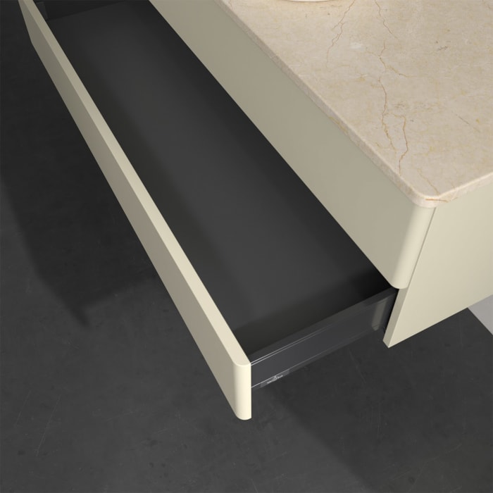 Villeroy & Boch Antao Waschbeckenunterschrank, 120 x 19 cm, 2 Auszüge, Fronten ohne Struktur, mit Hahnloch, für Waschtisch mittig